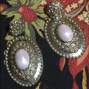 Large Silver and Faux Pearl Earrings